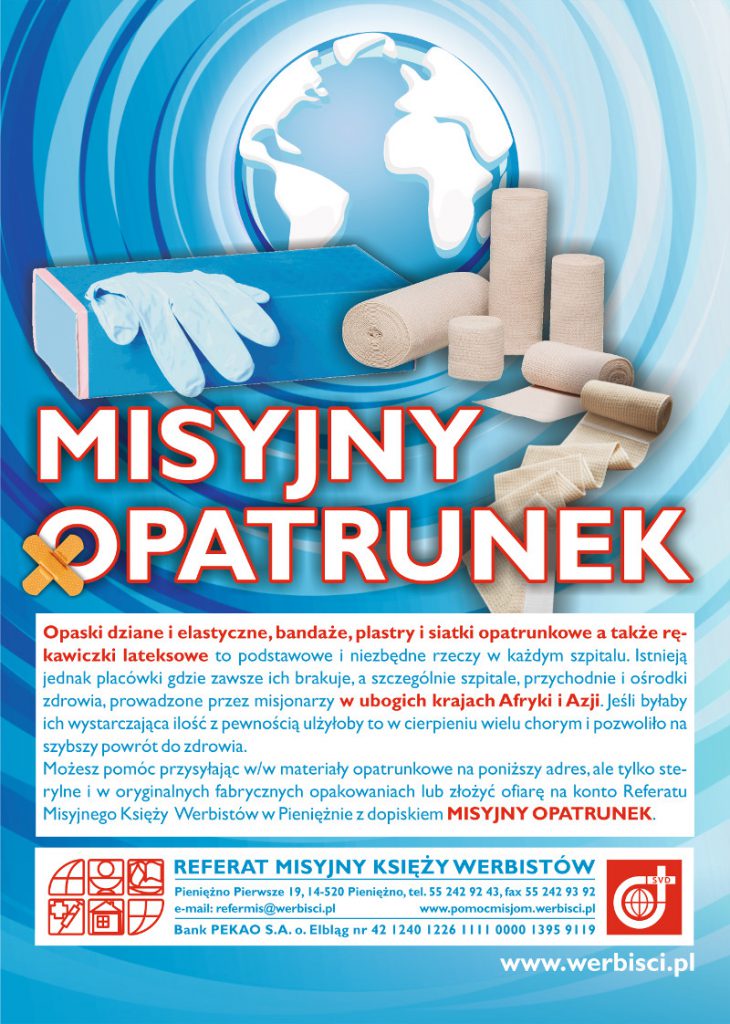Plakat z informacjami dotyczącymi akcji ,,Misyjny opatrunek".